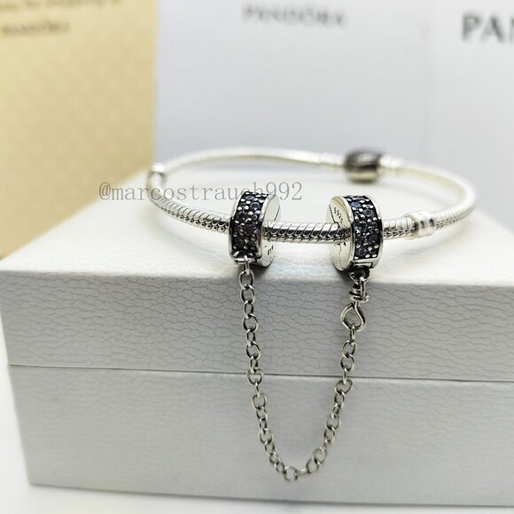 Pandora Pavé Safety Chain Charm - Picture 1 of 3